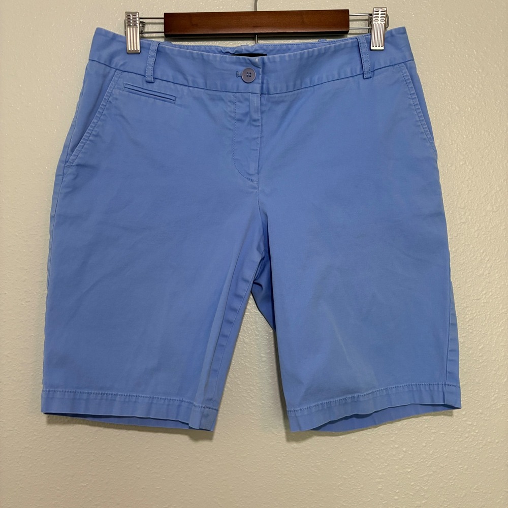 Talbots Petites Blue Chino Shorts Womens 8P Stretch Cotton Walking Bermuda